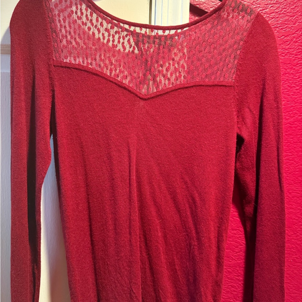 The Limited Red Sheer Lace Top